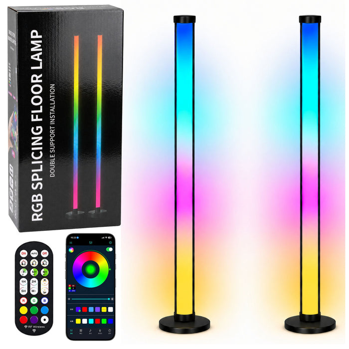 Lot de 2 lampadaires LED RGB 125 cm — appli, télécommande et mode musique