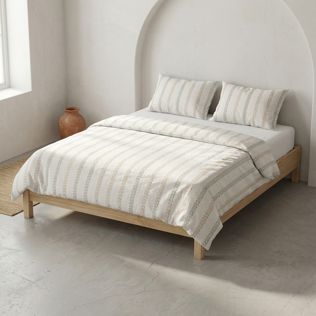 Ensemble housse de couette à rayures — agua marina, vert et rose