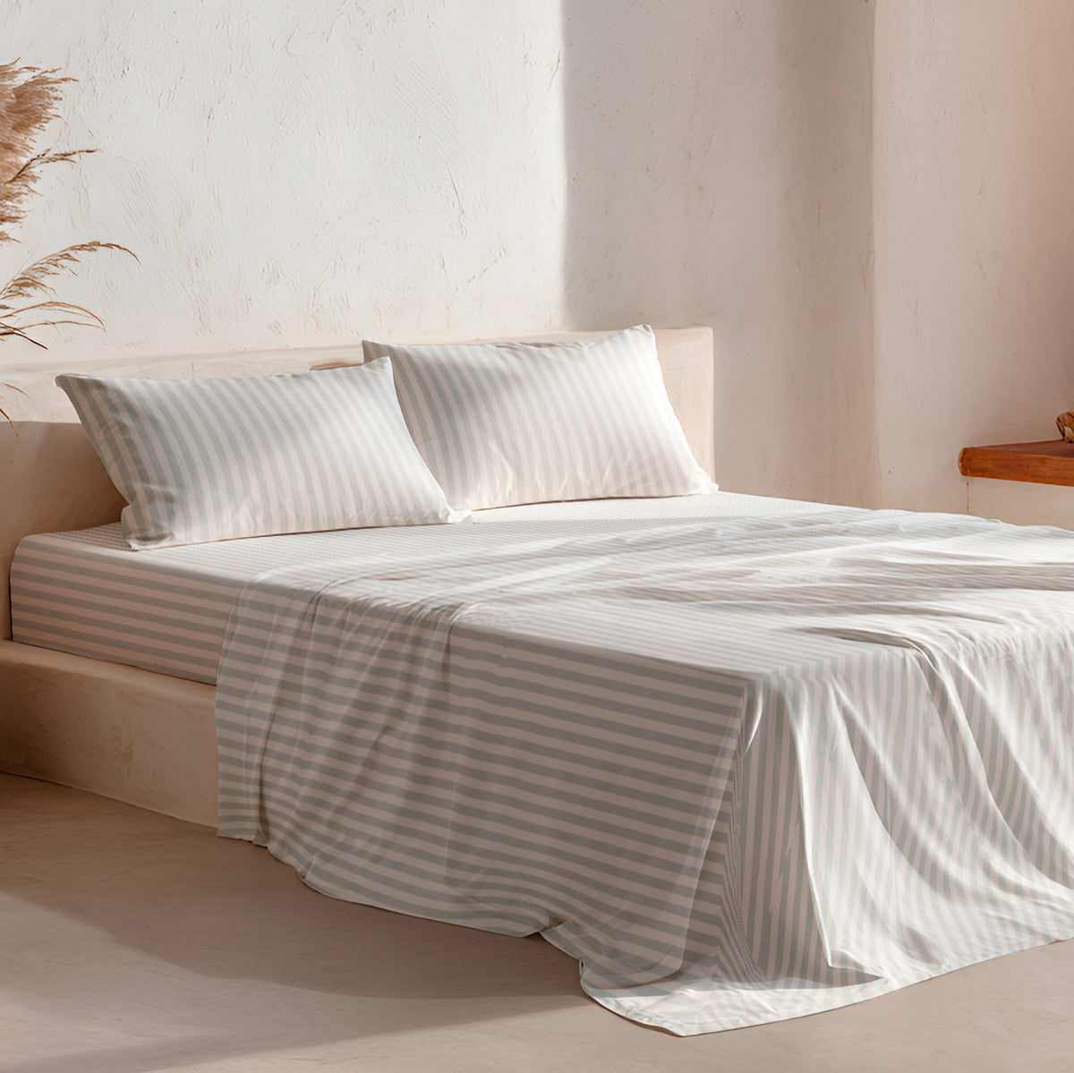Parure de draps en coton brossé à rayures