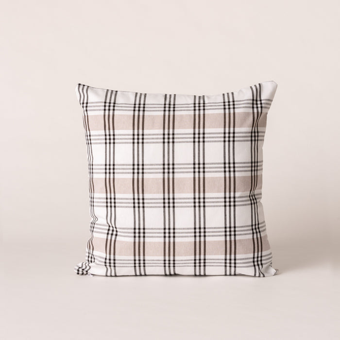 Lot de 2 housses de coussin à carreaux blanc, beige et noir