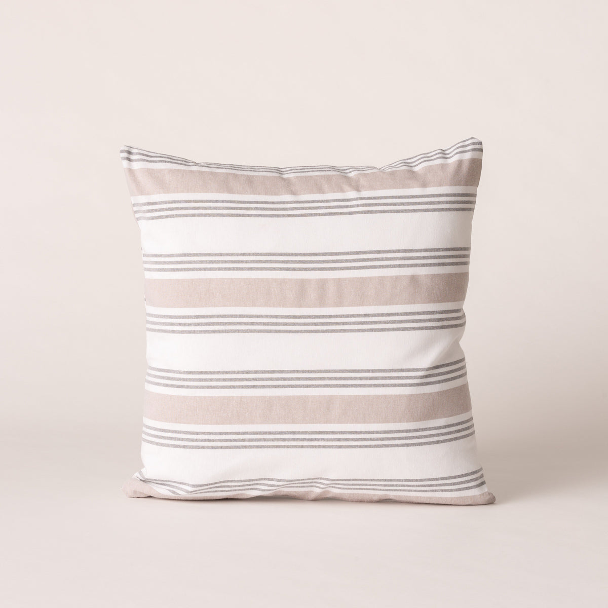 Lot de 2 housses de coussin à rayures blanc, beige et gris