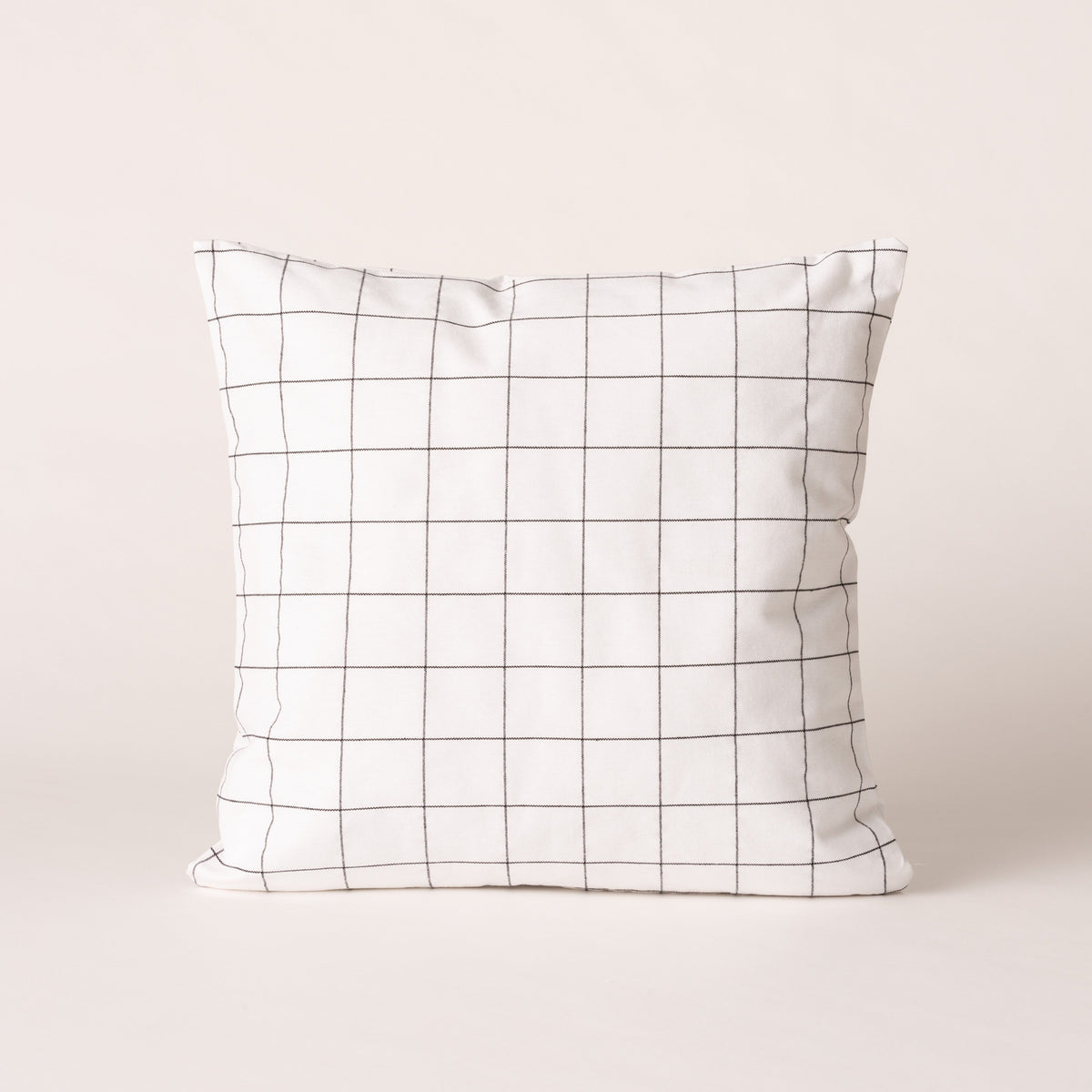 Lot de 2 housses de coussin à carreaux en relief, blanc et lin