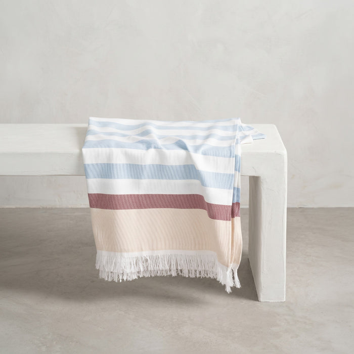 Fouta de plage à rayures et franges — Horizonte