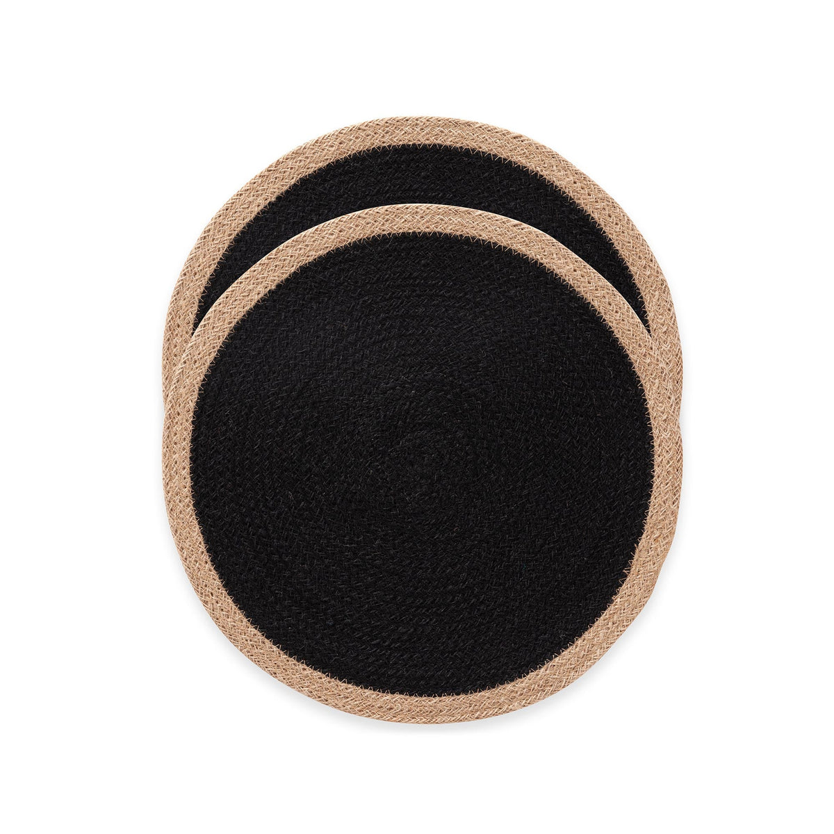 Lot de 2 sets de table ronds en jute noire