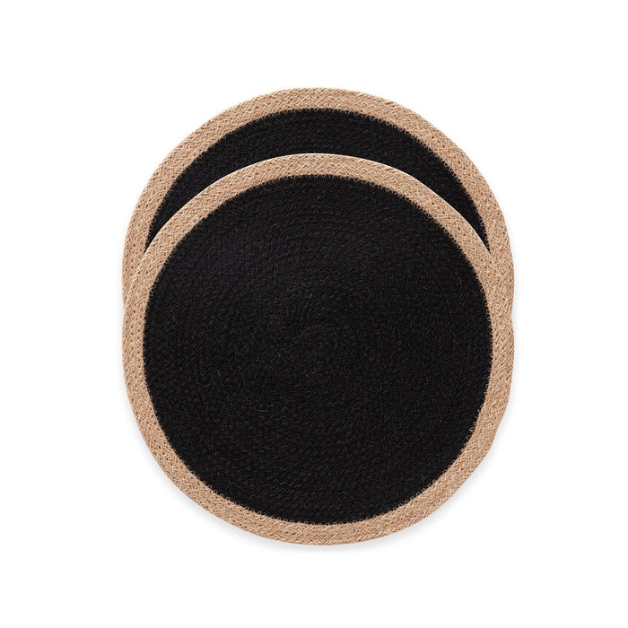 Lot de 2 sets de table ronds en jute noire